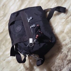 Kipling Black Shoulder, Crossbody Bag with Davina Monkey Charm
